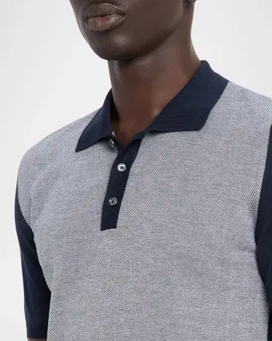 Kiton Men's Cotton Textured-Front Knit Polo Sweater | Thumbnail 5 Kiton Men's Cotton Textured-Front Knit Polo Sweater | Thumbnail 5