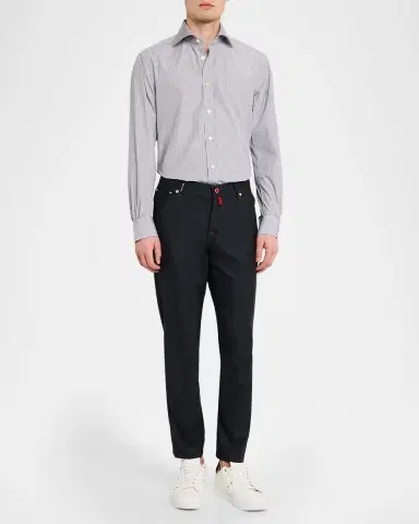Kiton Men's Micro-Stripe Cotton Shirt | Thumbnail 2 Kiton Men's Micro-Stripe Cotton Shirt | Thumbnail 2