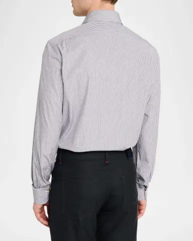 Kiton Men's Micro-Stripe Cotton Shirt | Thumbnail 3 Kiton Men's Micro-Stripe Cotton Shirt | Thumbnail 3