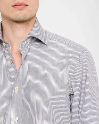 Kiton Men's Micro-Stripe Cotton Shirt | Thumbnail 5 Kiton Men's Micro-Stripe Cotton Shirt | Thumbnail 5