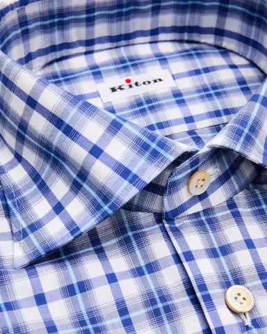 Kiton Men's Plaid Cotton Western Shirt | Thumbnail 2 Kiton Men's Plaid Cotton Western Shirt | Thumbnail 2