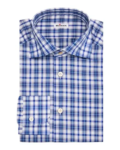 Kiton Men's Plaid Cotton Western Shirt | Thumbnail 1 Kiton Men's Plaid Cotton Western Shirt | Thumbnail 1
