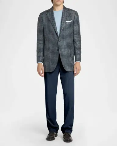 Kiton Men's Lyocell Stretch Straight Leg Flat-Front Pants | Thumbnail 2 Kiton Men's Lyocell Stretch Straight Leg Flat-Front Pants | Thumbnail 2
