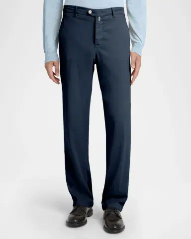 Kiton Men's Lyocell Stretch Straight Leg Flat-Front Pants | Thumbnail 4 Kiton Men's Lyocell Stretch Straight Leg Flat-Front Pants | Thumbnail 4