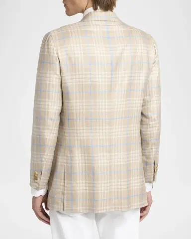 Kiton Men's Plaid Cashmere-Blend Single-Breasted Blazer | Thumbnail 3 Kiton Men's Plaid Cashmere-Blend Single-Breasted Blazer | Thumbnail 3