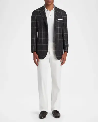 Kiton Men 's Lyocell Stretch Straight Leg Flat-Front Pants | Thumbnail 2 Kiton Men 's Lyocell Stretch Straight Leg Flat-Front Pants | Thumbnail 2