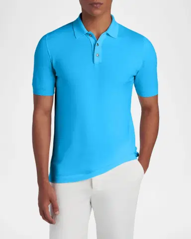 Kiton Men's Cotton Classic-Fit Polo Shirt | Thumbnail 4 Kiton Men's Cotton Classic-Fit Polo Shirt | Thumbnail 4