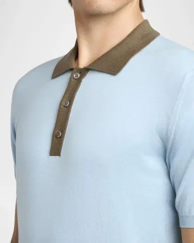 Kiton Men's Cotton Knit Contrast-Trim Polo Shirt | Thumbnail 5 Kiton Men's Cotton Knit Contrast-Trim Polo Shirt | Thumbnail 5