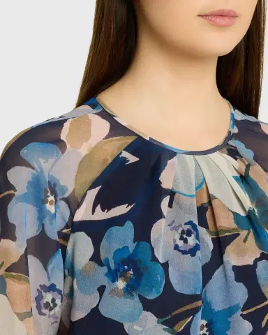 Rickie Freeman for Teri Jon Floral-Print Chiffon Gown | Thumbnail 5 Rickie Freeman for Teri Jon Floral-Print Chiffon Gown | Thumbnail 5