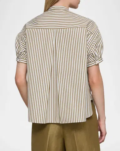 Lafayette 148 New York Stripe Poplin Puff-Sleeve Shirt | Thumbnail 2 Lafayette 148 New York Stripe Poplin Puff-Sleeve Shirt | Thumbnail 2