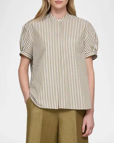 Lafayette 148 New York Stripe Poplin Puff-Sleeve Shirt | Thumbnail 3 Lafayette 148 New York Stripe Poplin Puff-Sleeve Shirt | Thumbnail 3