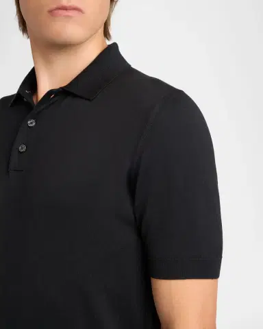 Kiton Men's Cotton Classic-Fit Polo Shirt | Thumbnail 5 Kiton Men's Cotton Classic-Fit Polo Shirt | Thumbnail 5
