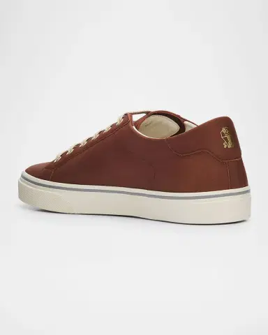 Brunello Cucinelli Men's Leather Foiled Logo Low-Top Sneakers | Thumbnail 2 Brunello Cucinelli Men's Leather Foiled Logo Low-Top Sneakers | Thumbnail 2
