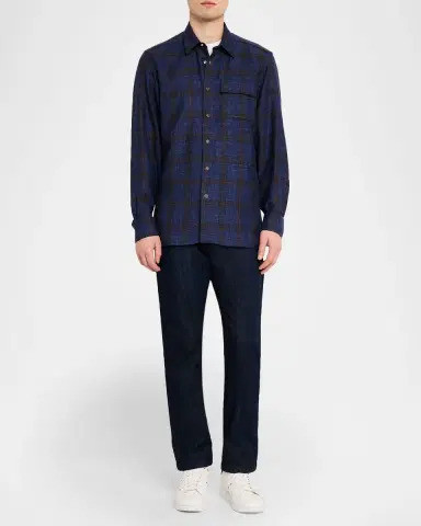 Kiton Men 's Plaid Wool Blend Overshirt | Thumbnail 2 Kiton Men 's Plaid Wool Blend Overshirt | Thumbnail 2