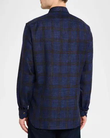 Kiton Men 's Plaid Wool Blend Overshirt | Thumbnail 3 Kiton Men 's Plaid Wool Blend Overshirt | Thumbnail 3