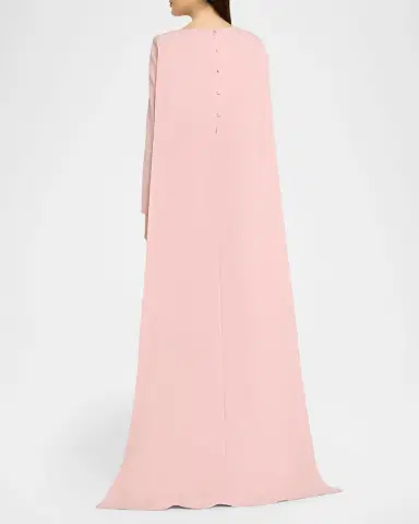 Rickie Freeman for Teri Jon Beaded Floral Crepe Column Gown with Cape | Thumbnail 3 Rickie Freeman for Teri Jon Beaded Floral Crepe Column Gown with Cape | Thumbnail 3