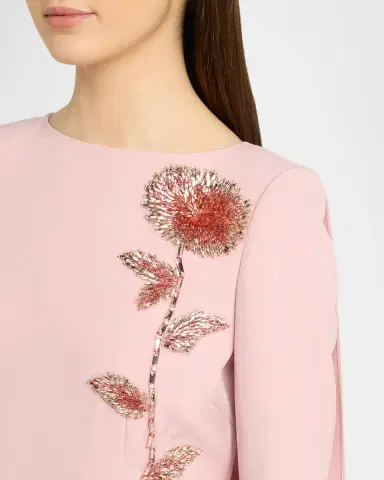 Rickie Freeman for Teri Jon Beaded Floral Crepe Column Gown with Cape | Thumbnail 5 Rickie Freeman for Teri Jon Beaded Floral Crepe Column Gown with Cape | Thumbnail 5