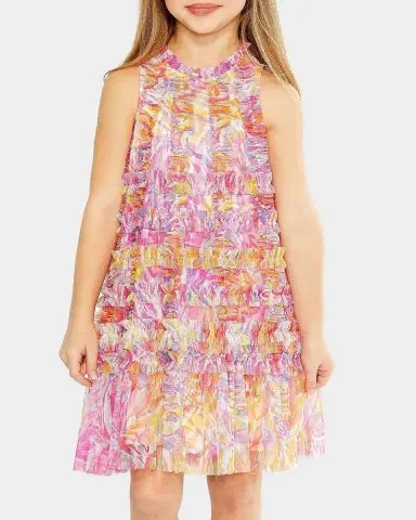 Mac Duggal Girl 's Sleeveless Floral Ruffle Dress, Size 2-14 | Thumbnail 2 Mac Duggal Girl 's Sleeveless Floral Ruffle Dress, Size 2-14 | Thumbnail 2