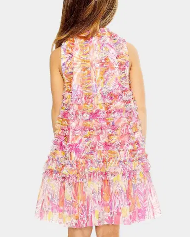Mac Duggal Girl 's Sleeveless Floral Ruffle Dress, Size 2-14 | Thumbnail 3 Mac Duggal Girl 's Sleeveless Floral Ruffle Dress, Size 2-14 | Thumbnail 3