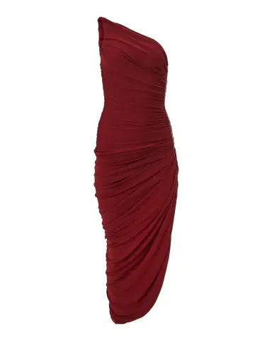 Carolina Herrera Ruched Zipper One-Shoulder Midi Dress | Thumbnail 1 Carolina Herrera Ruched Zipper One-Shoulder Midi Dress | Thumbnail 1