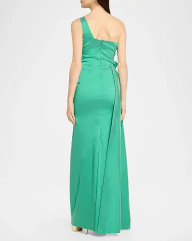 Rickie Freeman for Teri Jon Draped One-Shoulder Taffeta Column Gown | Thumbnail 3 Rickie Freeman for Teri Jon Draped One-Shoulder Taffeta Column Gown | Thumbnail 3