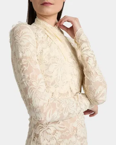 Rabanne Crisscross Mock-Neck Lace Long-Sleeve Top | Thumbnail 5 Rabanne Crisscross Mock-Neck Lace Long-Sleeve Top | Thumbnail 5