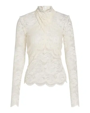 Rabanne Crisscross Mock-Neck Lace Long-Sleeve Top | Thumbnail 1 Rabanne Crisscross Mock-Neck Lace Long-Sleeve Top | Thumbnail 1