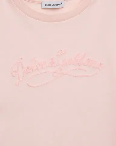 Dolce & Gabbana Girl's Logo-Embroidered Cotton Jersey T-Shirt, Size 2-6 | Thumbnail 3 Dolce & Gabbana Girl's Logo-Embroidered Cotton Jersey T-Shirt, Size 2-6 | Thumbnail 3