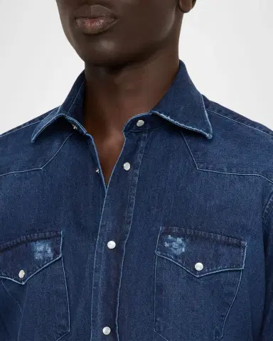 Sartorio Men's Texas Western Snap-Front Denim Shirt | Thumbnail 5 Sartorio Men's Texas Western Snap-Front Denim Shirt | Thumbnail 5