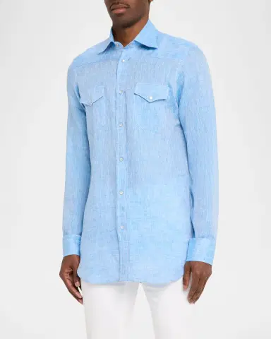 Sartorio Men's Texas Linen Button-Front Shirt | Thumbnail 4 Sartorio Men's Texas Linen Button-Front Shirt | Thumbnail 4