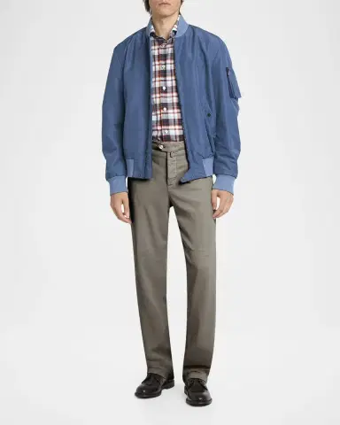 Kiton Men's Lyocell Stretch Straight Leg Flat-Front Pants | Thumbnail 2 Kiton Men's Lyocell Stretch Straight Leg Flat-Front Pants | Thumbnail 2