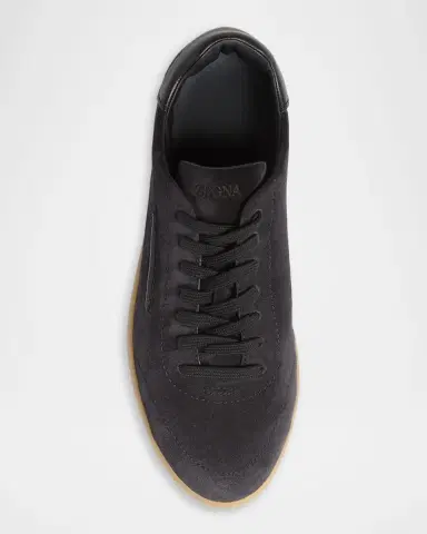 ZEGNA Men 's 232 Suede Low-Top Sneakers | Thumbnail 4 ZEGNA Men 's 232 Suede Low-Top Sneakers | Thumbnail 4