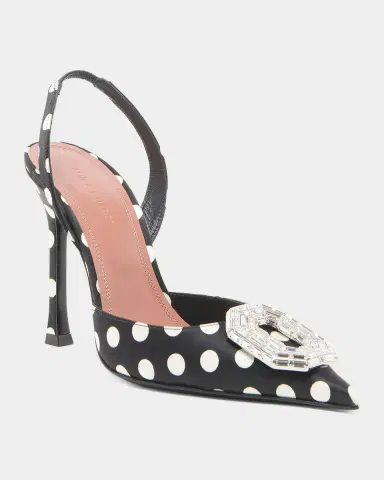 Amina Muaddi Camelia 90mm Polka Dot Satin Slingback Pumps | Thumbnail 5 Amina Muaddi Camelia 90mm Polka Dot Satin Slingback Pumps | Thumbnail 5