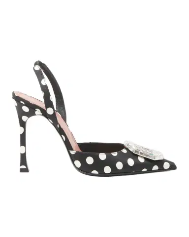 Amina Muaddi Camelia 90mm Polka Dot Satin Slingback Pumps | Thumbnail 1 Amina Muaddi Camelia 90mm Polka Dot Satin Slingback Pumps | Thumbnail 1