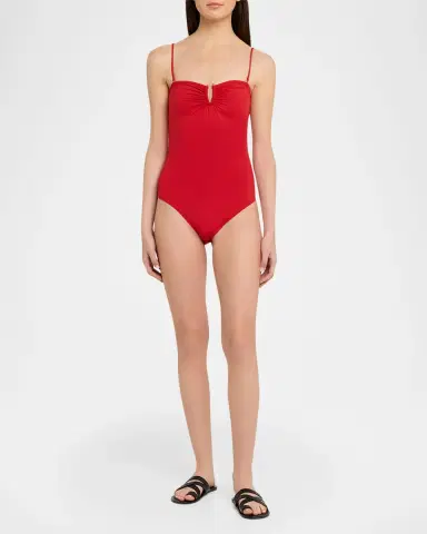 Nili Lotan Ruched U-Ring One-Piece Swimsuit | Thumbnail 2 Nili Lotan Ruched U-Ring One-Piece Swimsuit | Thumbnail 2