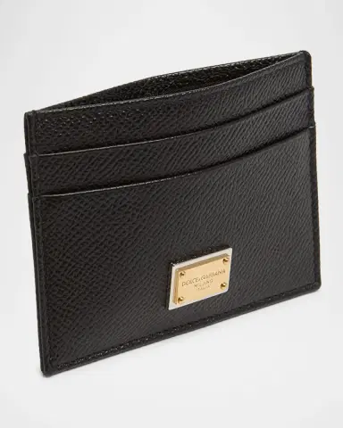 Dolce & Gabbana Grain Leather Card Holder | Thumbnail 4 Dolce & Gabbana Grain Leather Card Holder | Thumbnail 4