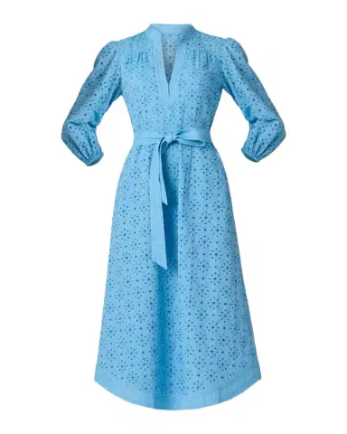 Shoshanna Adele Belted Eyelet-Embroidered Midi Dress | Thumbnail 1 Shoshanna Adele Belted Eyelet-Embroidered Midi Dress | Thumbnail 1