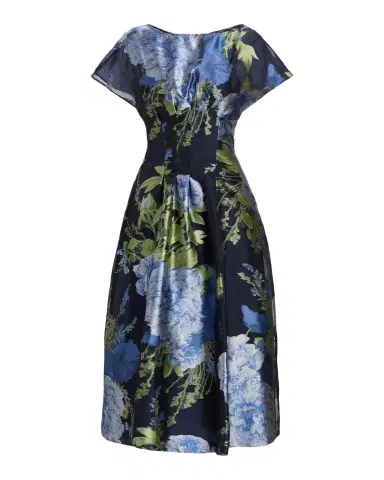 Kay Unger New York Florene Floral-Print Organza Jacquard Midi Dress | Thumbnail 1 Kay Unger New York Florene Floral-Print Organza Jacquard Midi Dress | Thumbnail 1