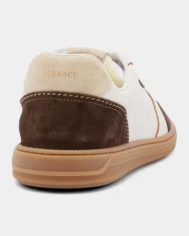 Versace Men's Greca Court Nappa and Suede Sneakers | Thumbnail 2 Versace Men's Greca Court Nappa and Suede Sneakers | Thumbnail 2