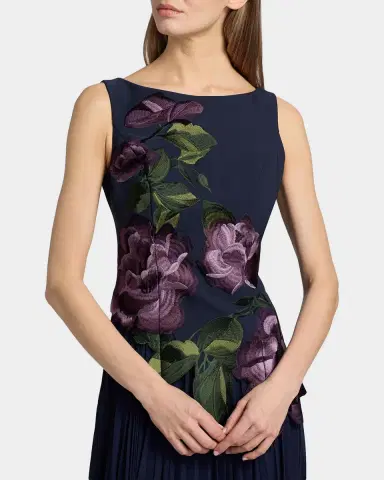 Kay Unger New York Jayla Floral-Embroidered Crepe & Chiffon Gown | Thumbnail 5 Kay Unger New York Jayla Floral-Embroidered Crepe & Chiffon Gown | Thumbnail 5