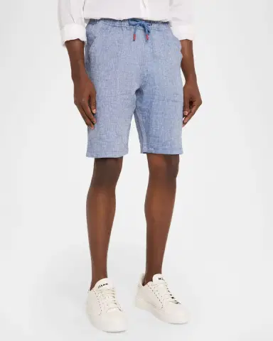 Kiton Men's Linen Drawstring Pull-On Shorts | Thumbnail 4 Kiton Men's Linen Drawstring Pull-On Shorts | Thumbnail 4