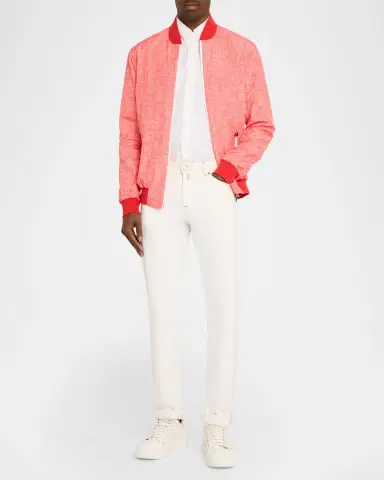 Kiton Men's Scratch Print Ribbed-Trim Blouson | Thumbnail 2 Kiton Men's Scratch Print Ribbed-Trim Blouson | Thumbnail 2