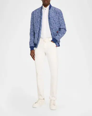 Kiton Men's Floral Print Ribbed-Trim Blouson | Thumbnail 2 Kiton Men's Floral Print Ribbed-Trim Blouson | Thumbnail 2