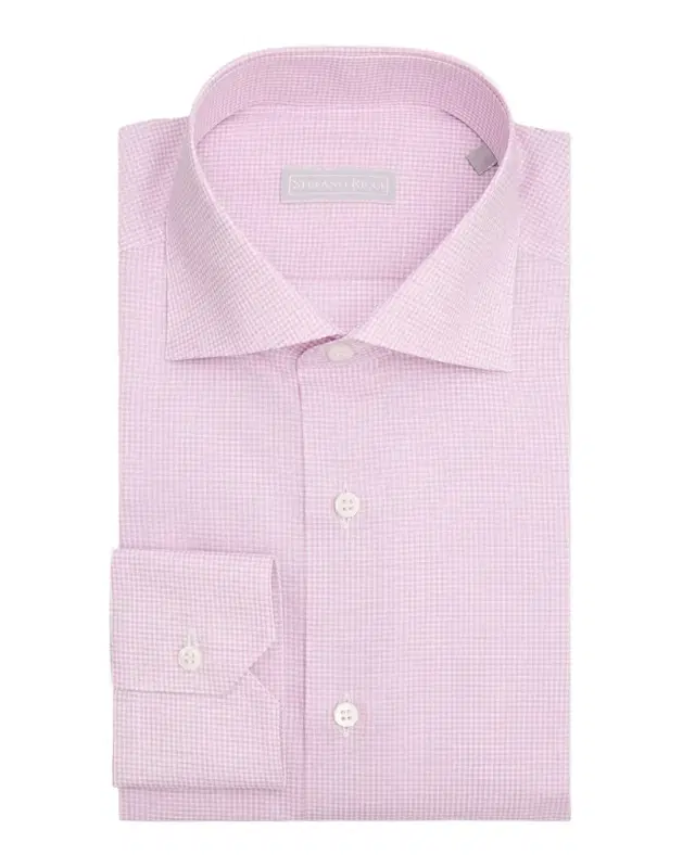 Men 's Cotton and Linen Micro-Gingham Dress Shirt Men 's Cotton and Linen Micro-Gingham Dress Shirt