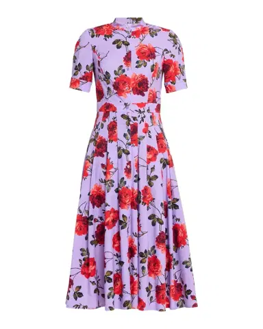 Carolina Herrera Carnation-Print Short-Sleeve Pleated Midi Shirtdress | Thumbnail 1 Carolina Herrera Carnation-Print Short-Sleeve Pleated Midi Shirtdress | Thumbnail 1