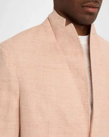 Boglioli Men's Linen and Wool Herringbone Single-Breasted Blazer | Thumbnail 7 Boglioli Men's Linen and Wool Herringbone Single-Breasted Blazer | Thumbnail 7
