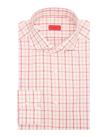 Isaia Men's Bicolor Plaid Cotton and Linen Dress Shirt | Thumbnail 1 Isaia Men's Bicolor Plaid Cotton and Linen Dress Shirt | Thumbnail 1