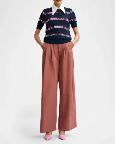 Essentiel Antwerp Jantasy Striped Honeycomb Knit Embellished Collar Polo | Thumbnail 2 Essentiel Antwerp Jantasy Striped Honeycomb Knit Embellished Collar Polo | Thumbnail 2