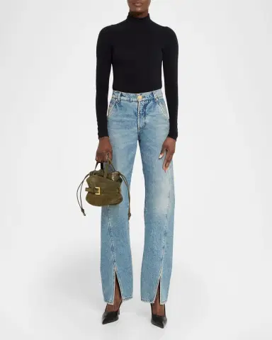 Balmain Shuffle Small Belted Top-Handle Bag in Suede | Thumbnail 5 Balmain Shuffle Small Belted Top-Handle Bag in Suede | Thumbnail 5