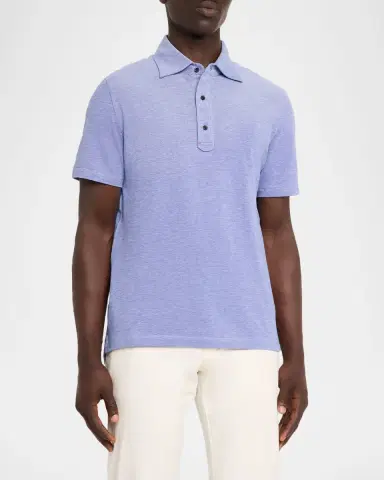 Isaia Men's Washed Cotton Piquet Polo Shirt | Thumbnail 4 Isaia Men's Washed Cotton Piquet Polo Shirt | Thumbnail 4